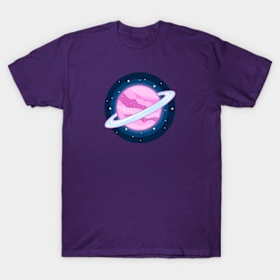 Cute Pink Planet Drawing T-Shirt